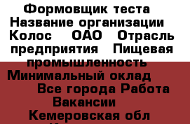 Формовщик теста › Название организации ­ Колос-3, ОАО › Отрасль предприятия ­ Пищевая промышленность › Минимальный оклад ­ 21 000 - Все города Работа » Вакансии   . Кемеровская обл.,Кемерово г.